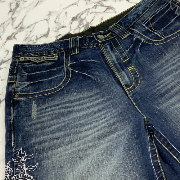 Men's Savage Art Blue Gold Denim Short - Picture 2 of 4